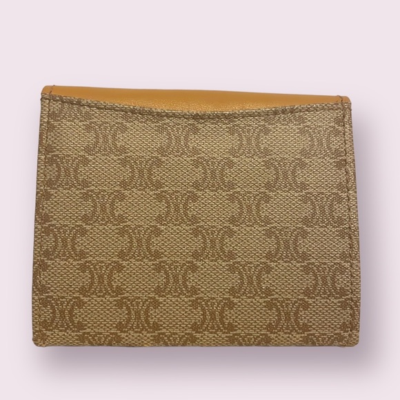 Céline Beige / Light Brown Macadam Coin Purse Pvc Leather Flap Pattern Micro - Picture 2 of 9